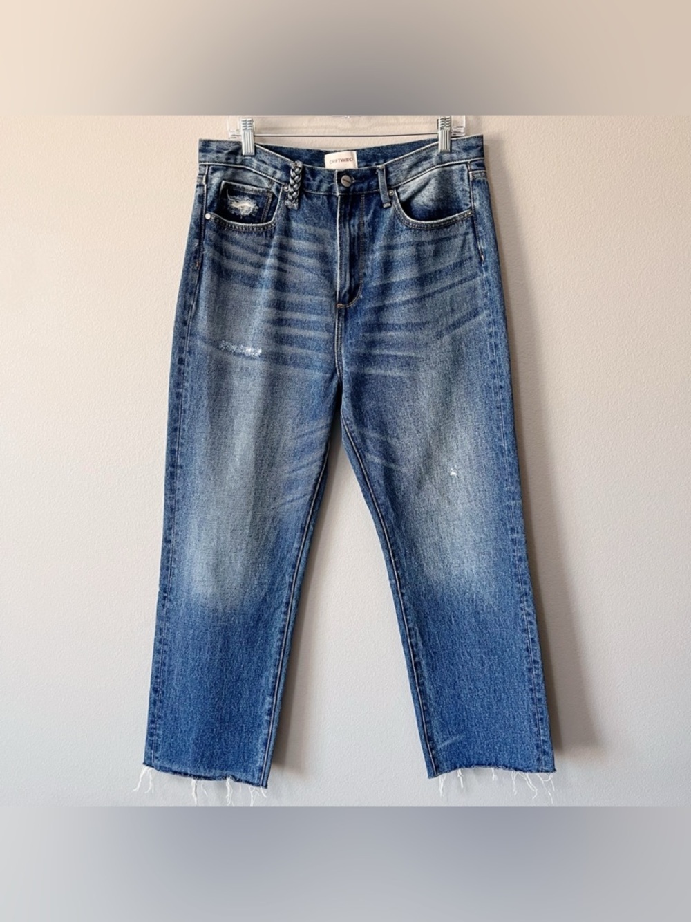 Driftwood Royce Size 30 Highrise Medium Blue Wash Jeans Straight Leg Distressed